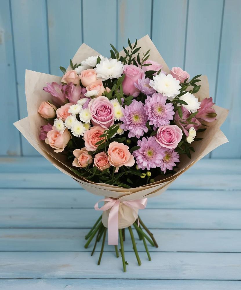 Букет цветов из: Хризантемы, Розы и Альстромерии в Кильмези