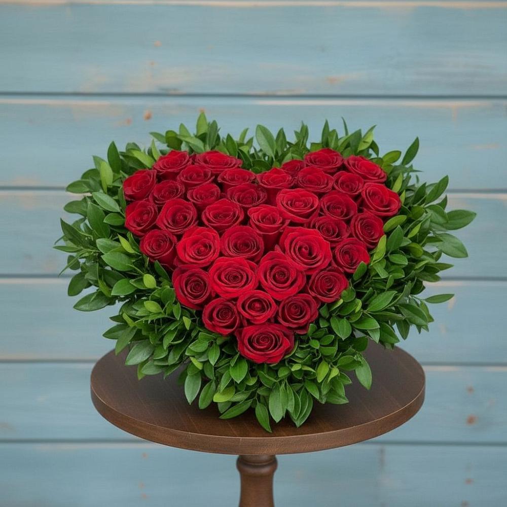 Цветочная композиция из Розы в виде сердца в Кильмези