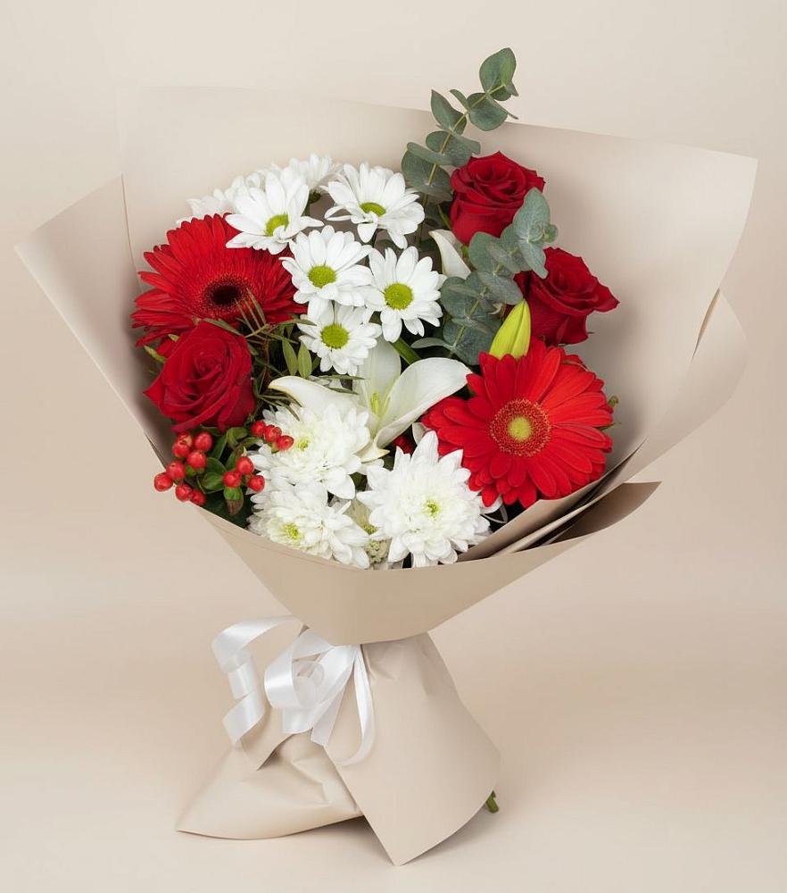Букет цветов из: Розы, Хризантемы, Герберы и Лилии в Кильмези