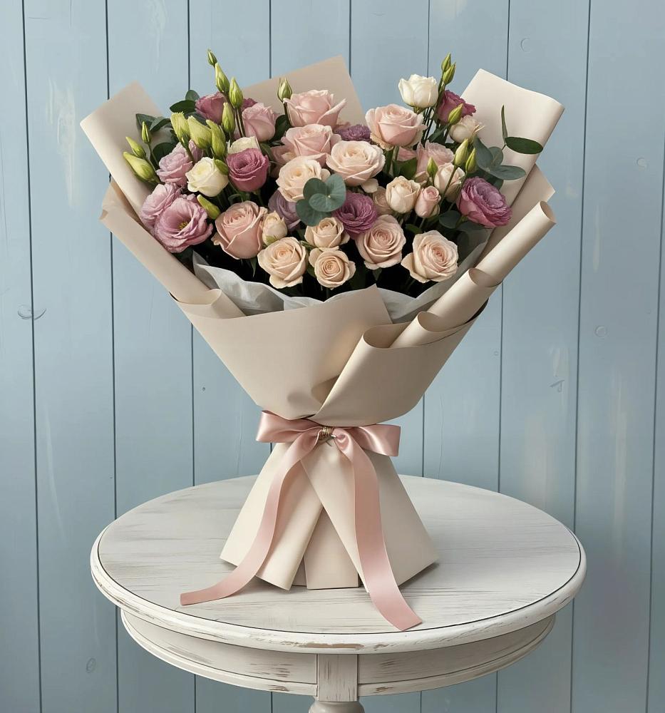 Букет цветов из: Розы и Лизиантусы в Кильмези