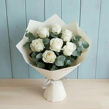 Букет Белые розы в Эвкалипте #REPLACE_PRED# Кильмези